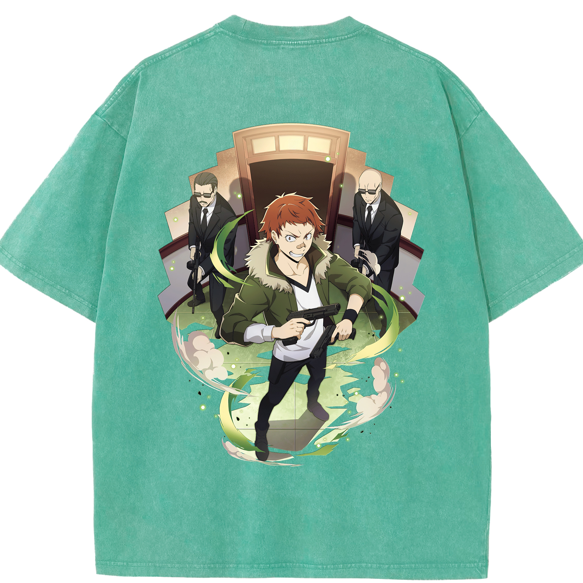 （画像用） 文豪ストレイドッグス Bungo Stray Dogs 綿100% ヴィンテージ風 半袖Tシャツ（背面プリント）